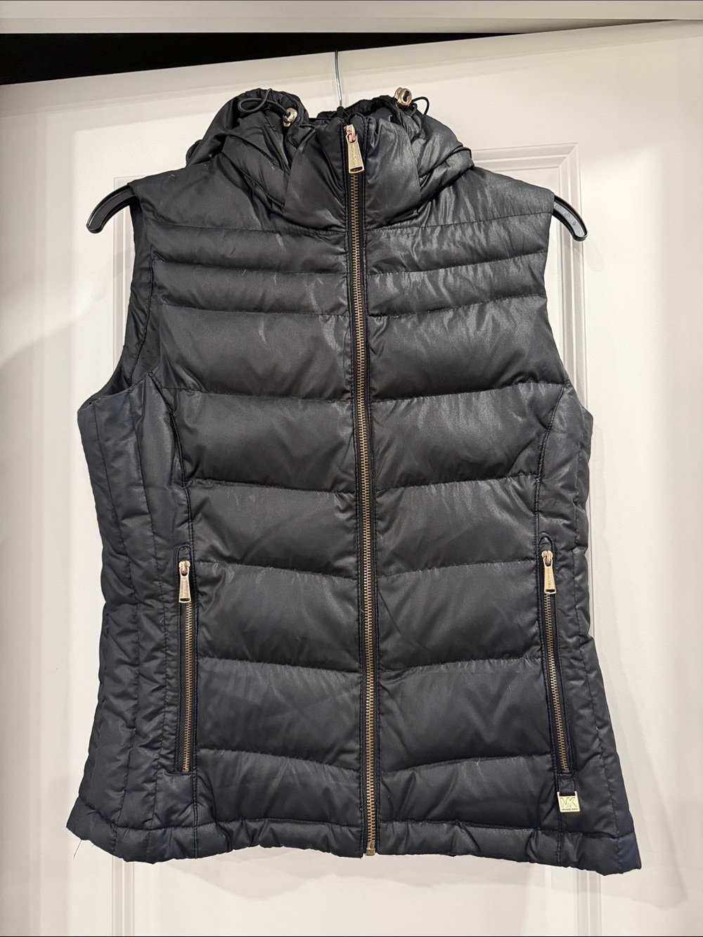 Michael Kors Black Quilted Puffer Vest with Hood